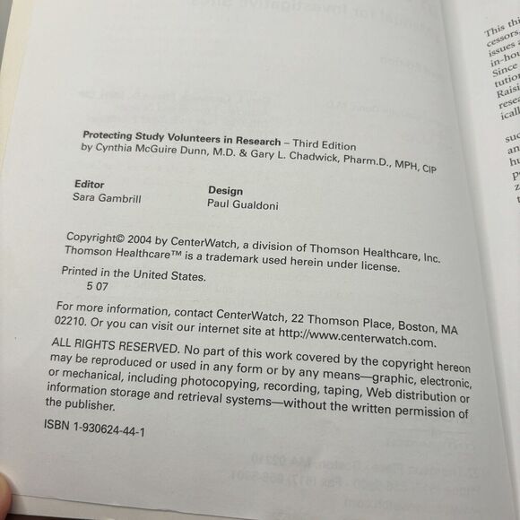 Protecting Study Volunteers in Research. A Manual for Investigative Sites Book - Picture 3 of 3